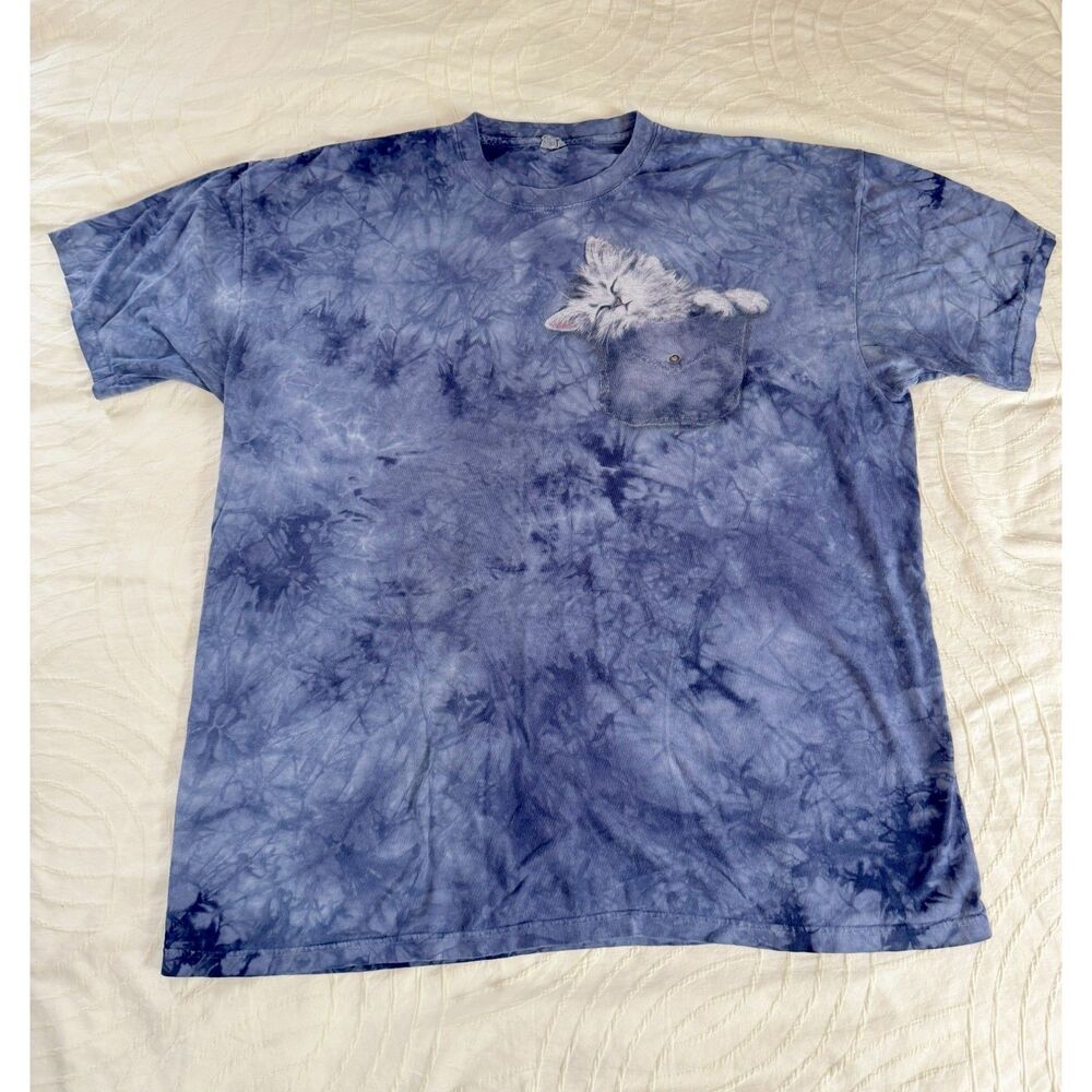 Vintage The Mountain Vintage Tie Dye Kitten Sleeping in Pocket Adult Size 2XL
